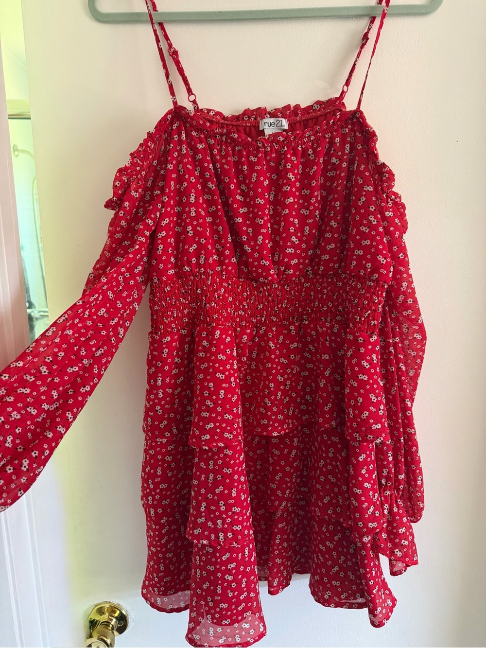 Rue21 Red Floral Cold-Shoulder Sundress
